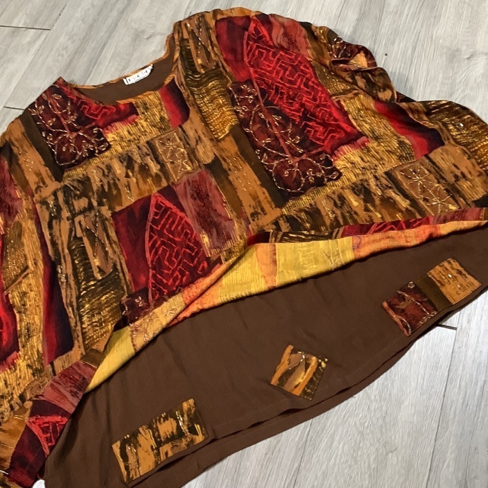 Bop Fall Multiple Print Overlay Beaded Pull-Over … - image 6